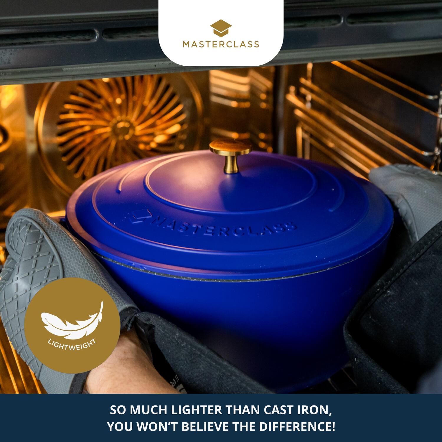 Støbt aluminiums gryde m/låg, Electric Blue - 4L